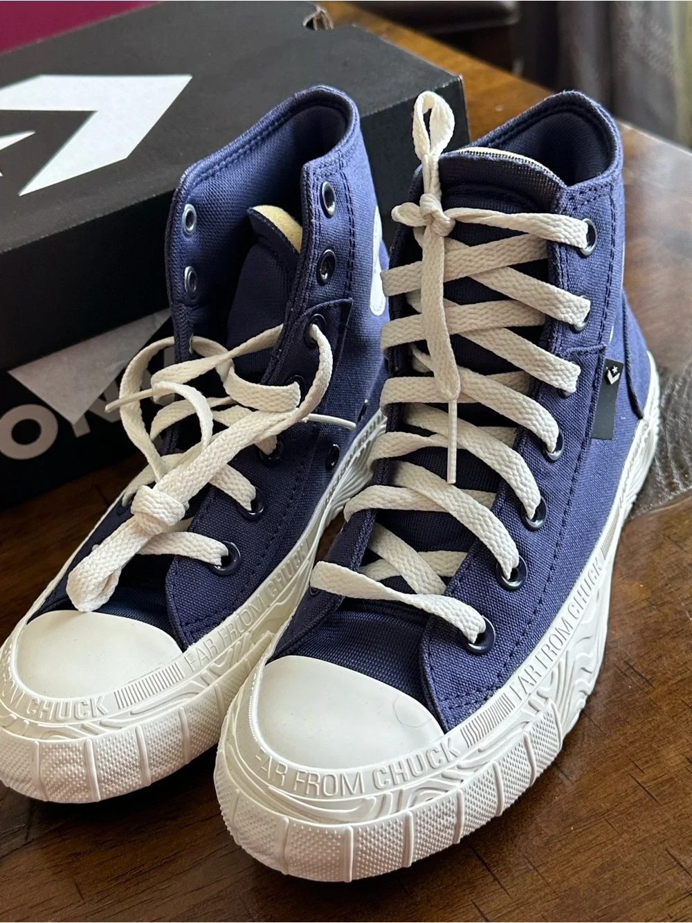 Converse Kids High-Top Sneakers in Navy and White Cream Laces